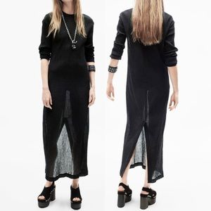 Zara midi limited edition mesh black dress women’s Size Large long sleeves